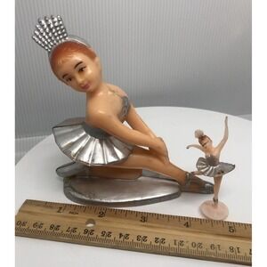 2 Vintage‎ Ballerina Cake Decorations 1970s Pressed Plastic Molds Hand Painted